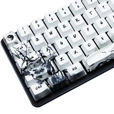 Imagem de MOLGRIA Conjunto de 71 teclas Panda de tinta para teclado de 71 64 61 teclas, tampas personalizadas de perfil PBT OEM com extrator de tecla para Cherry MX Gateron Khail Switches 60% Teclado para jogos