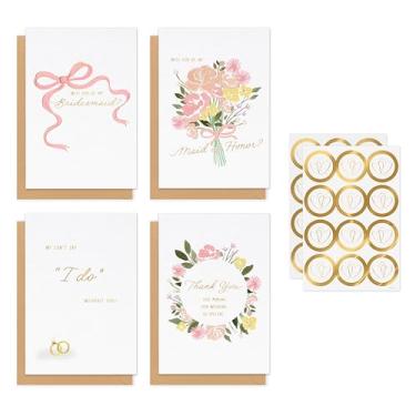 Imagem de American Greetings Pacote de cartão de agradecimento e pedido de festa de casamento de 20 unidades com envelopes e selos