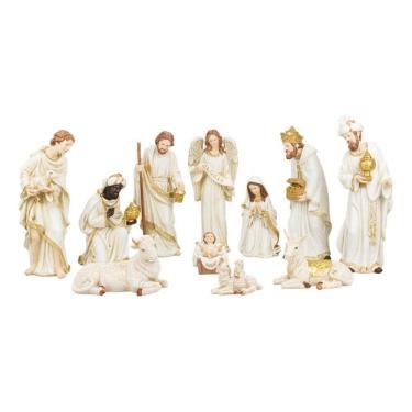 Imagem de Presépio Resina Natal Branco Grande Completo - 32cm 