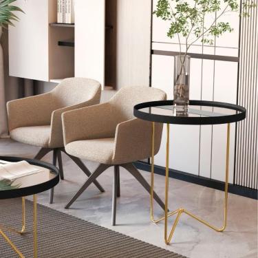 Imagem de Mesa Lateral Bucareste Preto Dourado