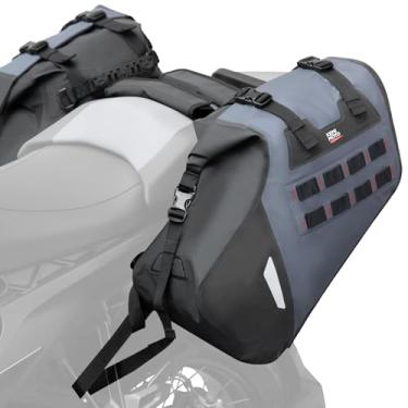 Imagem de KEMIMOTO Alforjes de motocicleta IPX6 à prova d'água PVC macios bolsa traseira lateral 30 L (15 x 2) motocicleta suja dupla esporte bicicleta aventura viagem bagagem sacos de selim sem rack