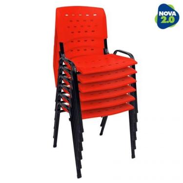 Imagem de Kit 6 Cadeiras de Plástico Polipropileno LG flex Reforçada Empilhável 