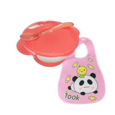 Imagem de Kit Marmitinha Bebê Pote 2Ppçs Alimentação Babador Potinho Papinha Gru