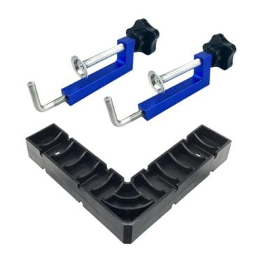 Imagem de Ioensy Grampos de canto Ferramentas para marcenaria Acessórios profissionais Grampos de ângulo reto de precisão Quadrados de posicionamento para moldura de, Azul