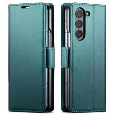 Imagem de Capa para Galaxy Z Fold6, carteira magnética de couro sintético durável com porta-cartões e capa à prova de choque (para Galaxy Z Fold6/verde)