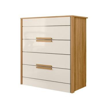 Imagem de Comoda Dhara Quarto 4 Portas Freijo com Cinza - Moval