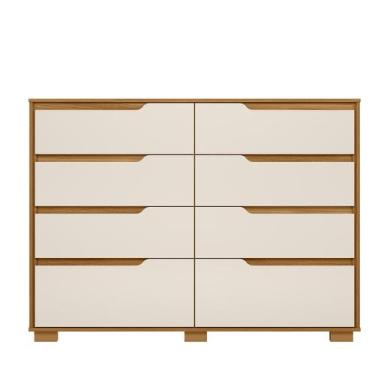Imagem de Comoda Casal Quarto Georgia 8 Gavetas Freijo com Off White - Moval