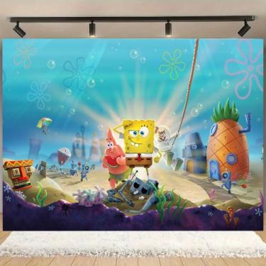 Imagem de Painel de festa infantil decorativo do Bob Esponja - Shopp do Adesivo,