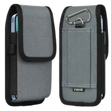 Imagem de ykooe Bolsa para celular com coldre de nylon compatível com iPhone 17 Pro Max, Galaxy S25/S24/S23/S22 Ultra A16 A15 A14 A13, Moto G Stylus/Power/Play, Pixel 8/7 Pro, cinza claro - 2GG