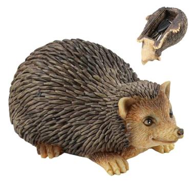 Imagem de ZJIVQO Esconda uma chave sobressalente ao ar livre, escondedor de chave de pedra falsa, pedra de armazenamento secreto seguro para jardim interno externo (ouriço)