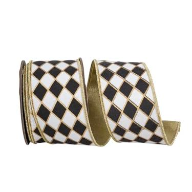 Imagem de Reliant Ribbon Fita de borda com fio Diamond Elite Metallic Outline Deluxe, preto/branco