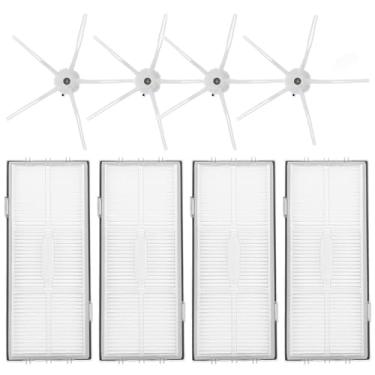 Imagem de HUAYUWA Kit de acessórios para aspirador de pó compatível com Roborock S7 MaxV Ultra/S7max/S7/T7S/T7Splus/G10/G10S/G10Spro/G10Spure (4 filtros + 4 escovas laterais brancas)