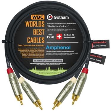 Imagem de Par de cabo RCA de 2,4 metros – Cabo de interconexão de áudio Gotham GAC-4/1 (preto) Star Quad com conectores RCA amfenol ACPR fundido, banhado a ouro – Direcional