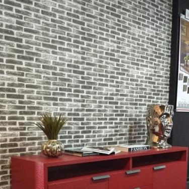 Imagem de Papel de Parede Tijolinho Cinza 3D Texturizado Autocolante Vinílico Impermeável