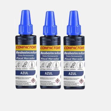 Imagem de Kit 3 tinta reabastecedor permanente p/ pincel atomico azul - COMPACTO