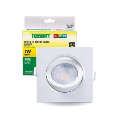 Imagem de Spot de Led Embutir Alltop Par20 Quadrado 7W Bivolt Taschibra, 3000K -