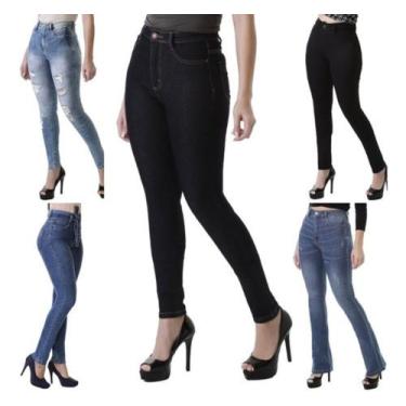 Imagem de 4 Kit C/ Calças Jeans Feminina Cintura Média Alta Hot - APOLLOGY, 42