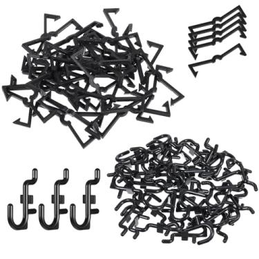 Imagem de Conjunto de ganchos e clipes de pegboard, 40 peças de clipes de placa de pino e 40 ganchos de placa de pinos para pendurar ferramentas, joias, pinos J gancho e clipe de pegboard para acessórios