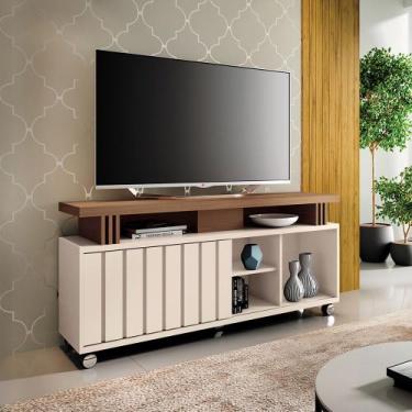 Imagem de Rack para Sala Bancada de TV 70 Pol 136cm Sora 1.3 Off White/Castanho 