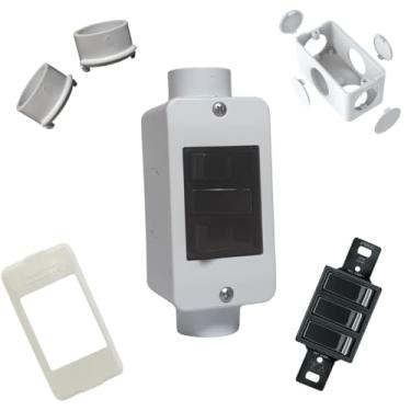 Imagem de KIT Interruptor Triplo Preto Simples 3/4pol + Condulete 4/2 PVC Anti-Chamas (Branco)