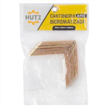 Imagem de KIT 10 PCS CANTONEIRA BICROMATIZADA FERRO 6CM X 6CM X 2CM