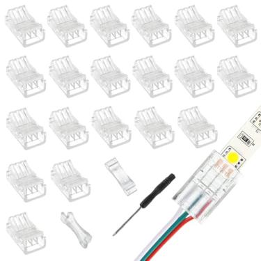 Imagem de EPLZON Conector de fita de LED de 3 pinos 10 mm conector de luz LED conector rápido tira a fio adaptador de luzes RGB transparente sem fio conector de iluminação de pista sem lacunas para fita de luz