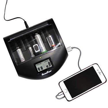 Imagem de MaximalPower Novo modelo 2018 Mark II - Carregador universal ultra inteligente para carregador de bateria de íons de lítio alcalino NiMh NiCd AA AAA C D 9V