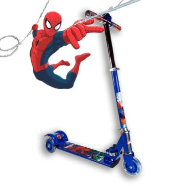 Imagem de Patinete infantil de ferro 3 rodas com luz - homem aranha - Elite, 3 r