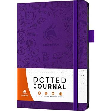 Imagem de Clever Fox Caderno pontilhado 2.0 – Caderno compacto de planejamento e esboço com grade de pontos de 120 g/m², papel antisangria – Planejador com alça de caneta, bolso, fitas, adesivos A5 - roxo