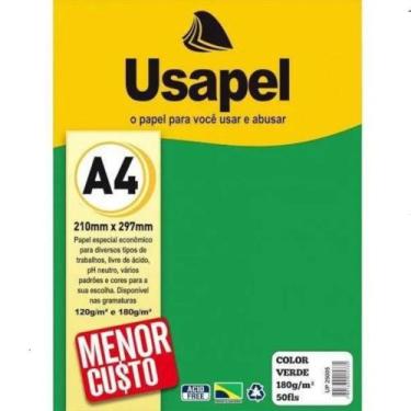 Imagem de Papel color a4 180g  c/ 50 folhas verde - usapel