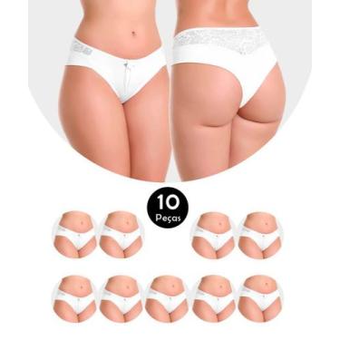 Imagem de Kit 10 Calcinha IMI Lingerie Fio Duplo Em Microfibra E Renda Selma Bra