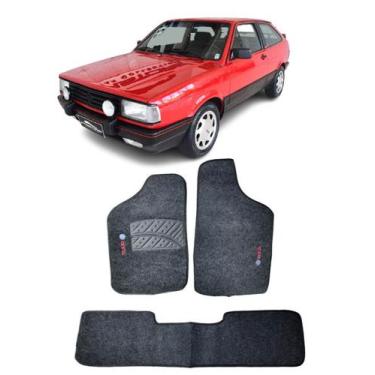Imagem de Jogo Tapete Carpete Volkswagen Gol GTS 1987 A 1990 Com Logo Bordado Gr