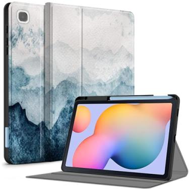 Imagem de Aippdo Capa para Samsung Galaxy Tab S6 Lite 10,4 polegadas 2024/2022/2020 com suporte para caneta S, capa traseira de TPU macio de visualização em vários ângulos com bolso despertar/hibernar