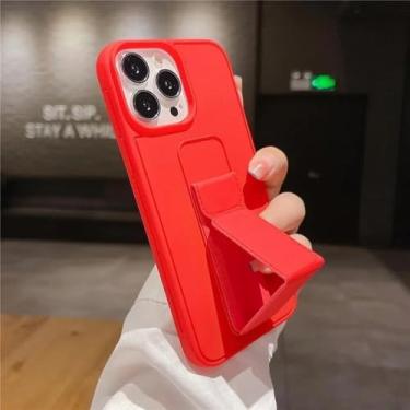 Imagem de Capa com suporte para pulseira, sem moldura, de metal, cor sólida, traseira de plástico rígido, vermelha, para iPhone 8 Plus, para iPhone 16, 15, 14, 13, 12, 11 Pro, XS Max, X, XR SE 2020, 6, 7, 8 Pl