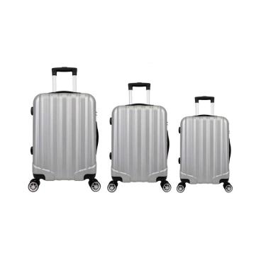 Imagem de Kit Mala de Viagem abs 3 peças Adventure Fortt Prata - KMV01-PR