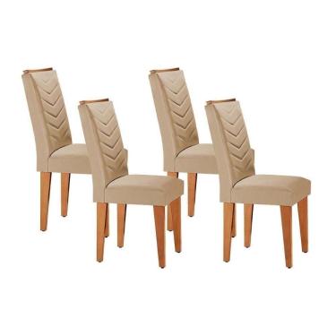 Imagem de Cadeira De Cozinha Londrina Kit 4 Un Capuccino Linho Bege Turim Rufato