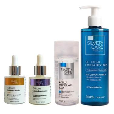 Imagem de Kit Serum Diário + Noturno + Água Micelar + Sabonete Facial - SIlver C