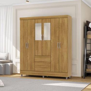 Imagem de Guarda Roupa Casal Abruzzo 6 Portas de Bater 2 com Espelhos e 2 Gaveta