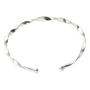 Imagem de Bracelete Aberto Fio Torcido Com Detalhe Bolinha 4mm 4,5g - Loja Das P