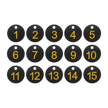 Imagem de PATIKIL 1 a 15 etiquetas numéricas, 15 peças, etiquetas redondas com número de identificação, chaveiro numerado de plástico para armários de bagagem, organizador de cabides de vendas de campo