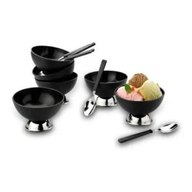Imagem de Kit Taças de Sobremesa e Colheres em Aço Inox - 8 Peças - PAN SHOPP , 