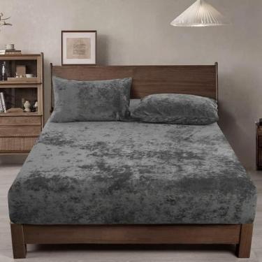 Imagem de Lençol com elástico PHF Truly Velvet Queen Size Charcoal Grey