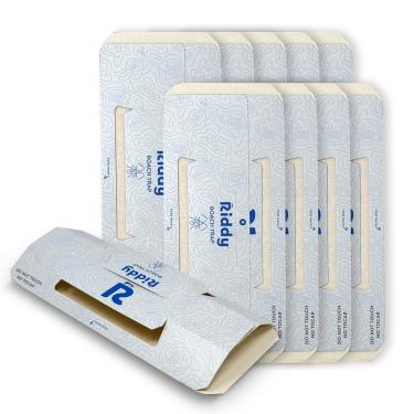 Imagem de Riddy Armadilhas para baratas, armadilha de base aderente não tóxica para baratas alemãs, americanas e orientais, estação de cola dobrável de baixo perfil para cozinhas industriais e uso residencial