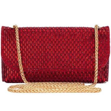 Imagem de Coucoland Bolsas clutch para mulheres, bolsas formais à noite com strass glitter festa bolsa de ombro casamento coquetel formatura, Vermelho
