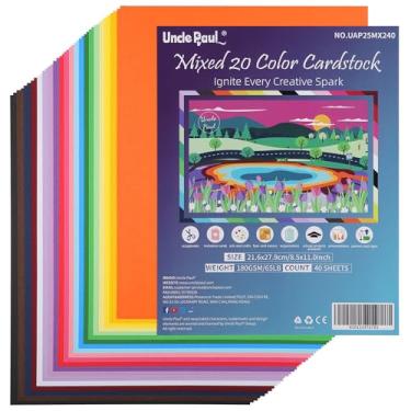 Imagem de Cartolina com 40 folhas mistas de 20 cores – 21 x 28 cm, capa dupla face, papel para impressora de 29,5 kg, perfeito para álbuns, artesanato, cartões de visita 180 g/m² UAP25MX240
