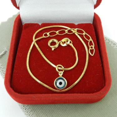 Imagem de Pulseira Feminina 18/23Cm Olho Grego Folheada Ouro Pl495