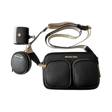 Imagem de Michael Kors Bolsa de couro transversal média Jet Set Tech Attached, Preto, Medium