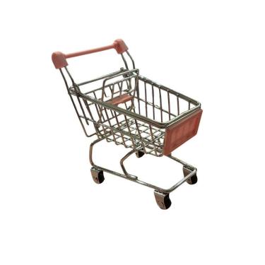 Imagem de Mini Carrinho Supermercado Brinquedo Decorativo Miniatura De Metal Porta Trecos Objetos