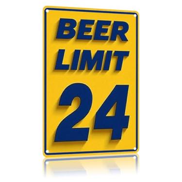 Imagem de Qinfly Placa de cerveja de metal engraçada, "Beer Limit 61.0 cm, acessórios de decoração essenciais para casa, bar, caverna, garagem, porão, decoração de parede, 20 x 30 cm