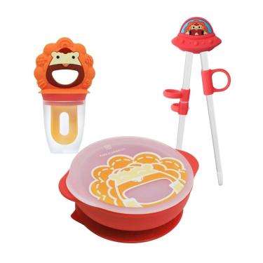 Imagem de Kit Refeição Leão Marcus (Hashi, Tigela e Alimentador) - Marcus & Marcus